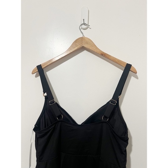Anne Cole Black Plus Size Adjustable Surplice Swimdress Size 18W - Picture 6 of 10